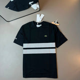 CAMISETA LACOSTE SPORT FAIXA DUPLA PRETA