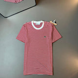 CAMISETA LACOSTE LISTRADA VERMELHA