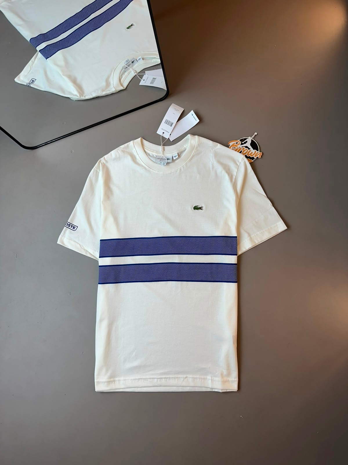 CAMISETA LACOSTE SPORT FAIXA DUPLA BRANCA