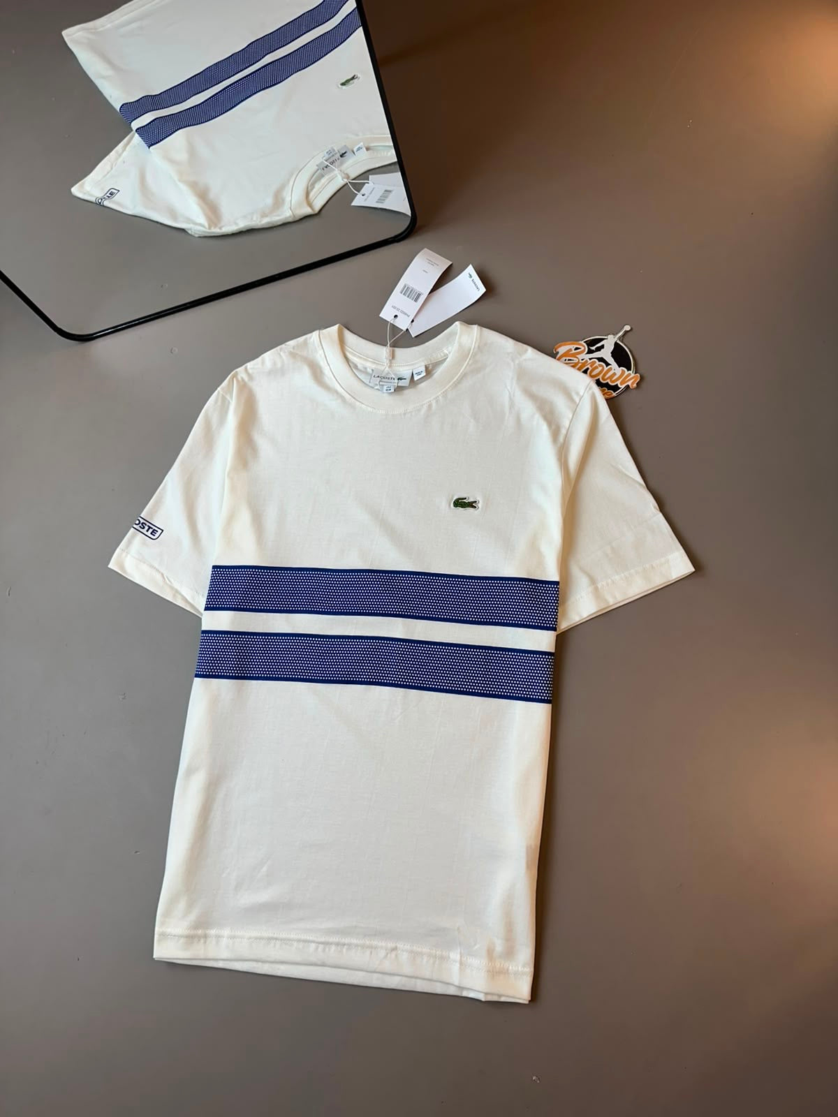 CAMISETA LACOSTE SPORT FAIXA DUPLA BRANCA