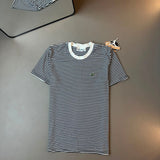 CAMISETA LACOSTE LISTRADA PRETA