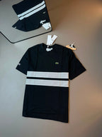 CAMISETA LACOSTE SPORT FAIXA DUPLA PRETA