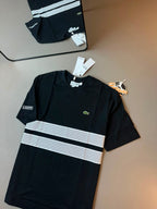 CAMISETA LACOSTE SPORT FAIXA DUPLA PRETA