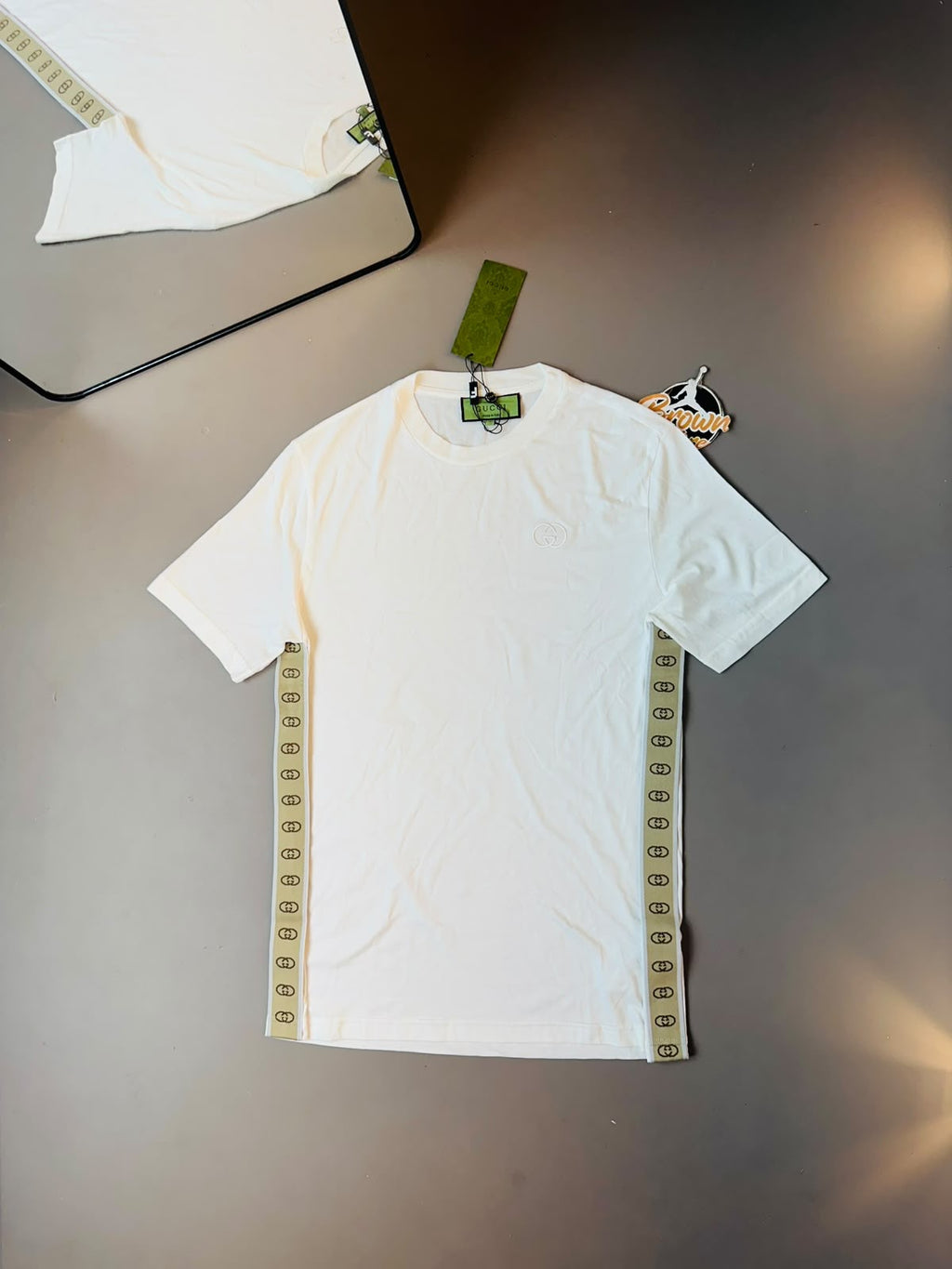 CAMISETA GUCCI IMPORTADA FAIXA LATERAL - BRANCA