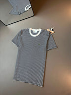 CAMISETA LACOSTE LISTRADA PRETA